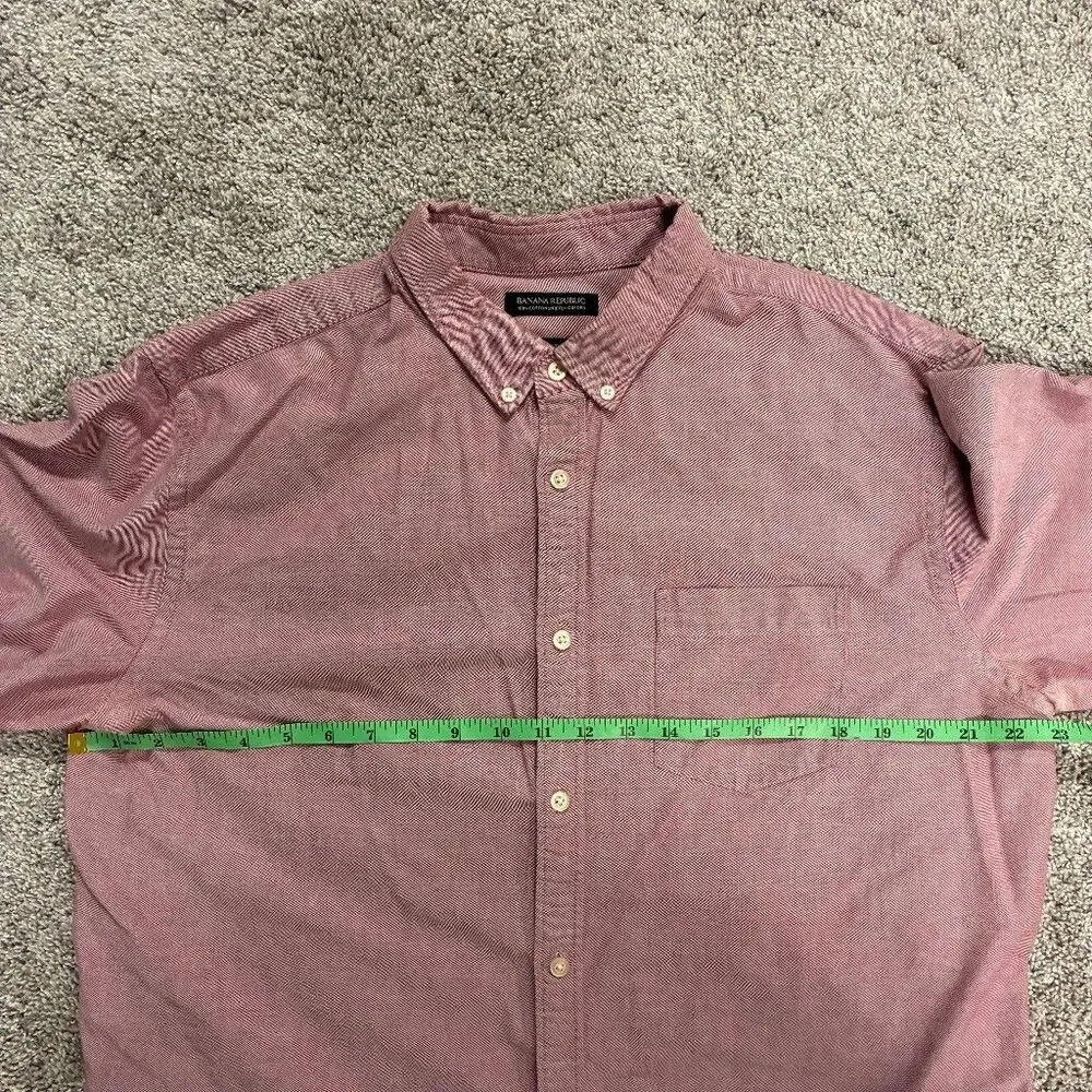 Banana Republic Grant Fit Oxford Button Down Shirt Mens XL Pink Cotton